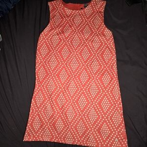 NEW Tommy Hilfiger Sleeveless Shift Dress-Womens XL-Peach/White Diamond Pattern